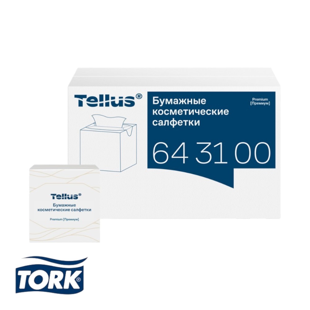 Салфетки Tellus Премиум для лица, 90 шт/упак, в кубе, белые