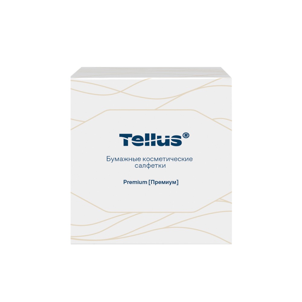 Салфетки Tellus Премиум для лица, 90 шт/упак, в кубе, белые