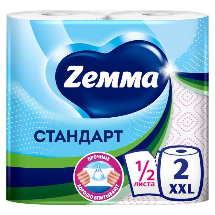 Полотенца бумажные  Zemma XXL, 2 рул, 2 слоя, декор