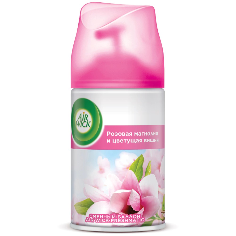 Освежитель воздуха Air Wick FreshMatic, сменные аэрозольные баллоны, розовая магнолия и цветущая вишня, 250 мл