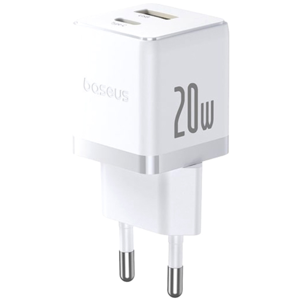 Сетевое зарядное устройство Baseus Palm P10111608213-00, Fast Charger C+U 20W EU, Moon White