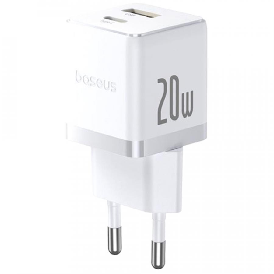 Сетевое зарядное устройство Baseus Palm P10111608213-00, Fast Charger C+U 20W EU, Moon White