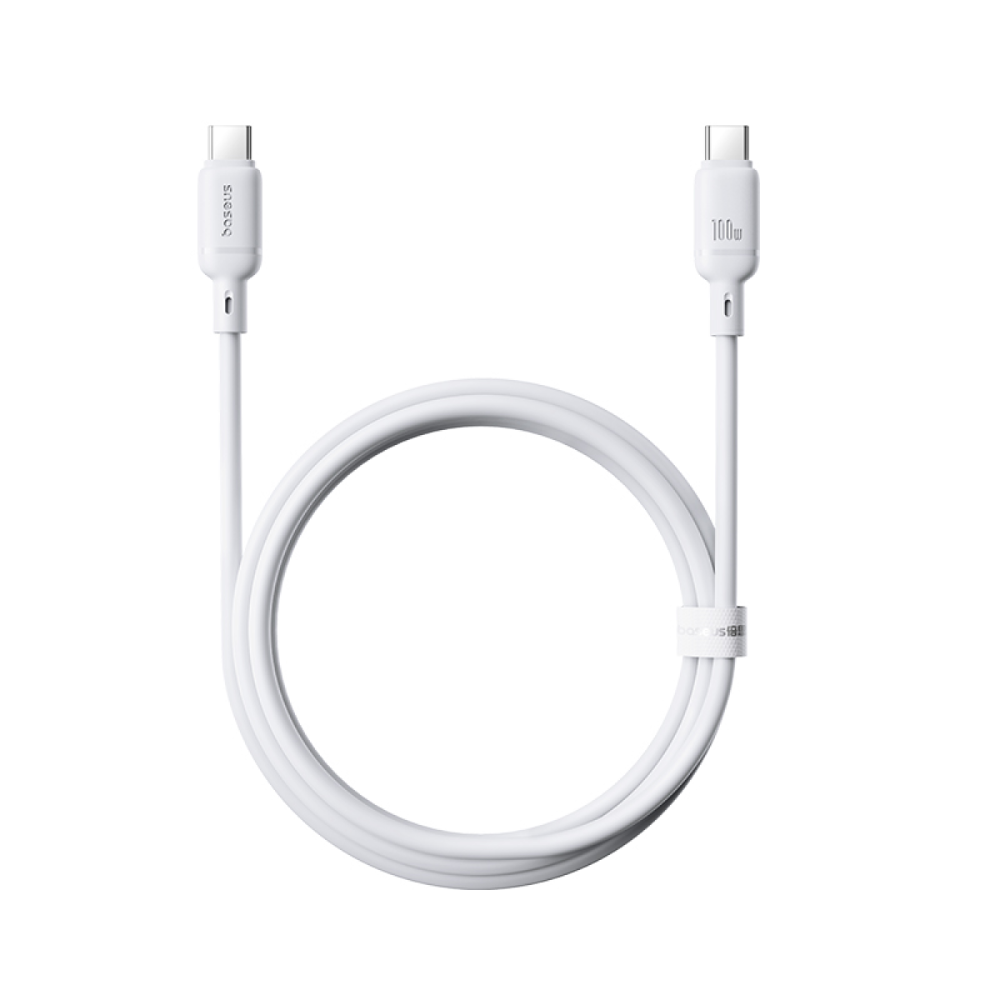 Кабель Baseus P10377704213-00, Silky Series Fast Charging Cable, Type-C to Type-C 100W, 1 м, Moon White