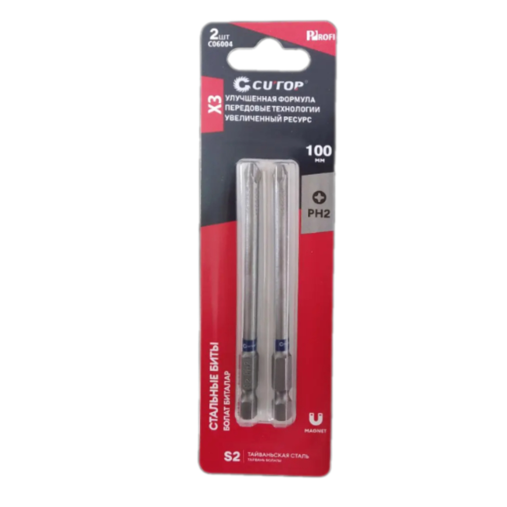 Бита стальная CUTOP C06004, PH 2х100 мм, 2 шт/упак