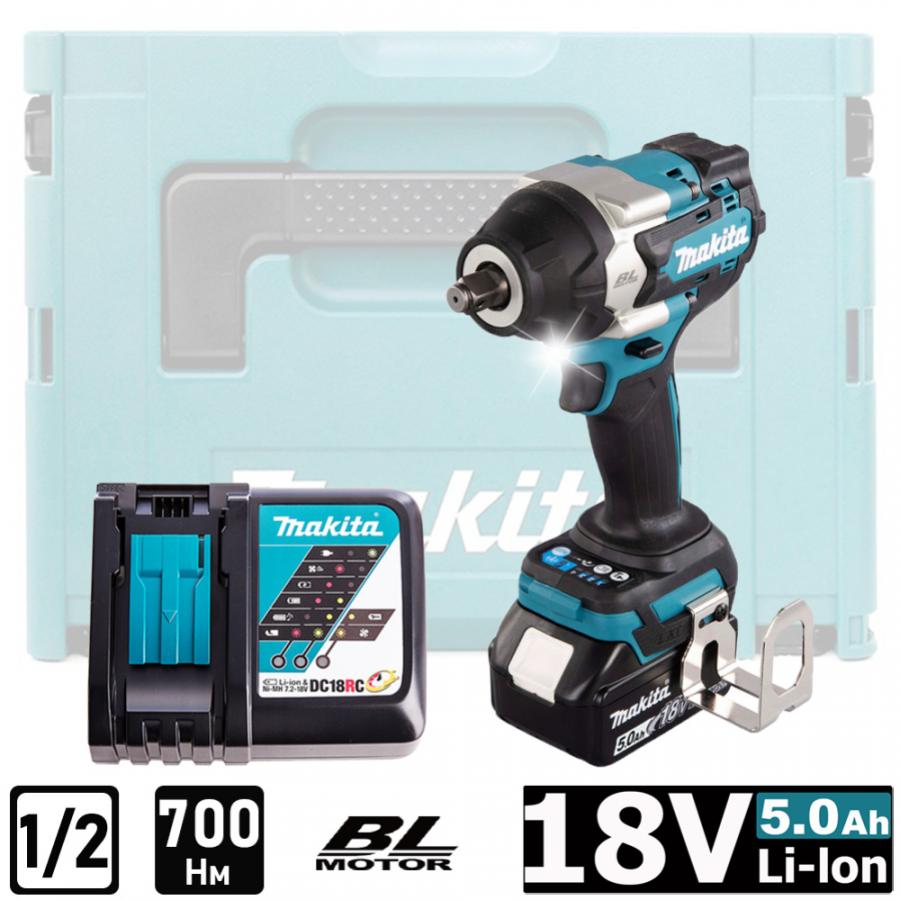 Аккумуляторный гайковерт MAKITA DTW700RT1J, 18 В, 700 Нм, 1/2