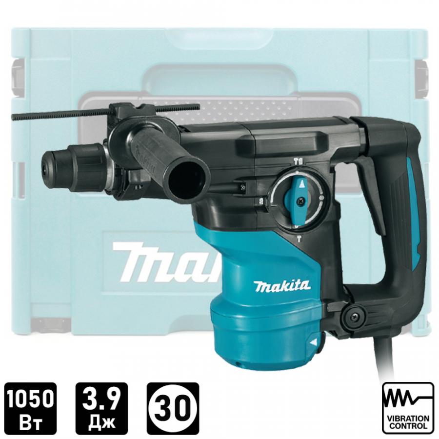 Перфоратор MAKITA HR3001CJ, 1050 Вт, 3.6 Дж, SDS-plus, подсветка, Makpac 2