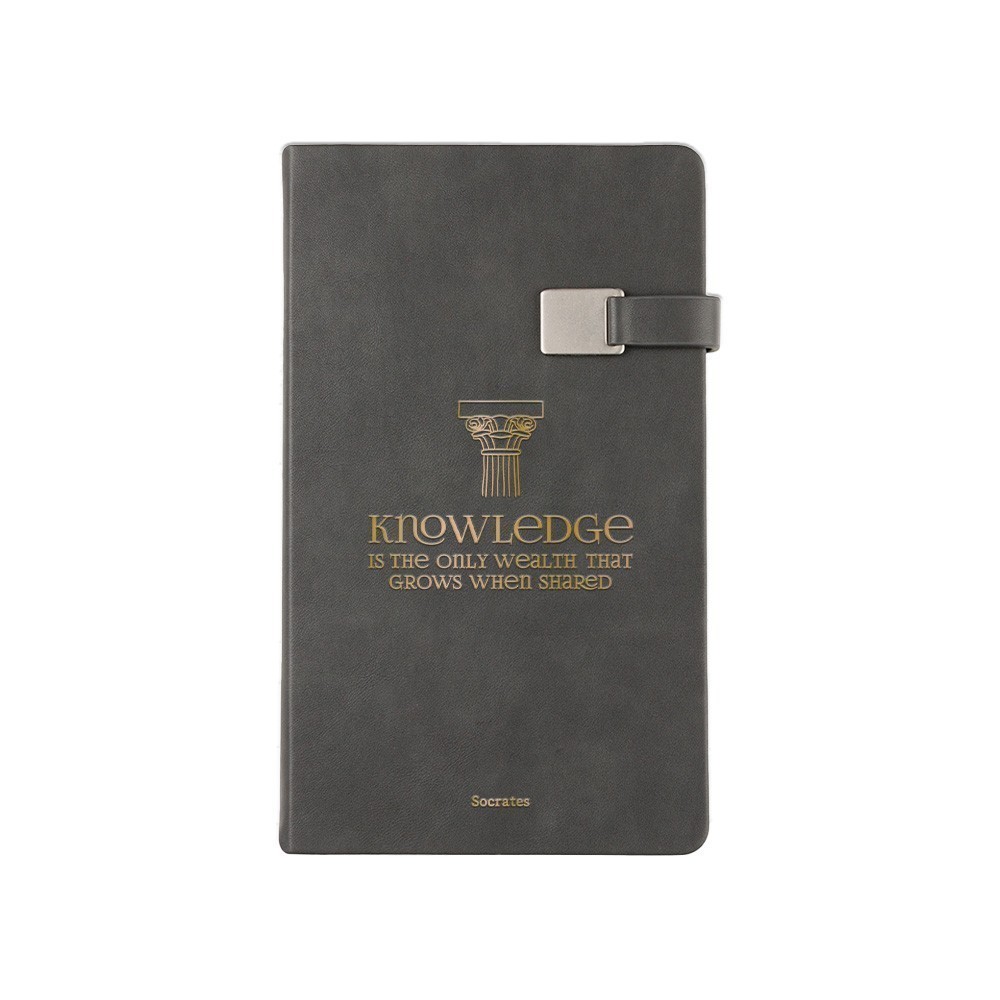 Ежедневник недатированный «Knowledge is the only wealth that grows when shared. Socrates», А5, серый
